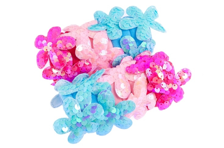 Gumki z cekinowymi kwiatkami